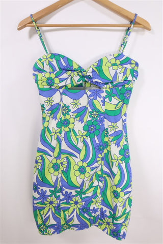 שמלת מיני ZARA רטרו צבעונית- XS