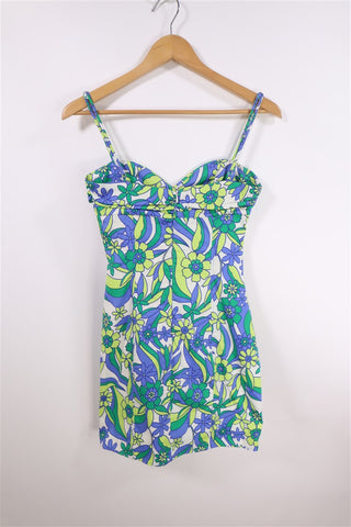 שמלת מיני ZARA רטרו צבעונית- XS