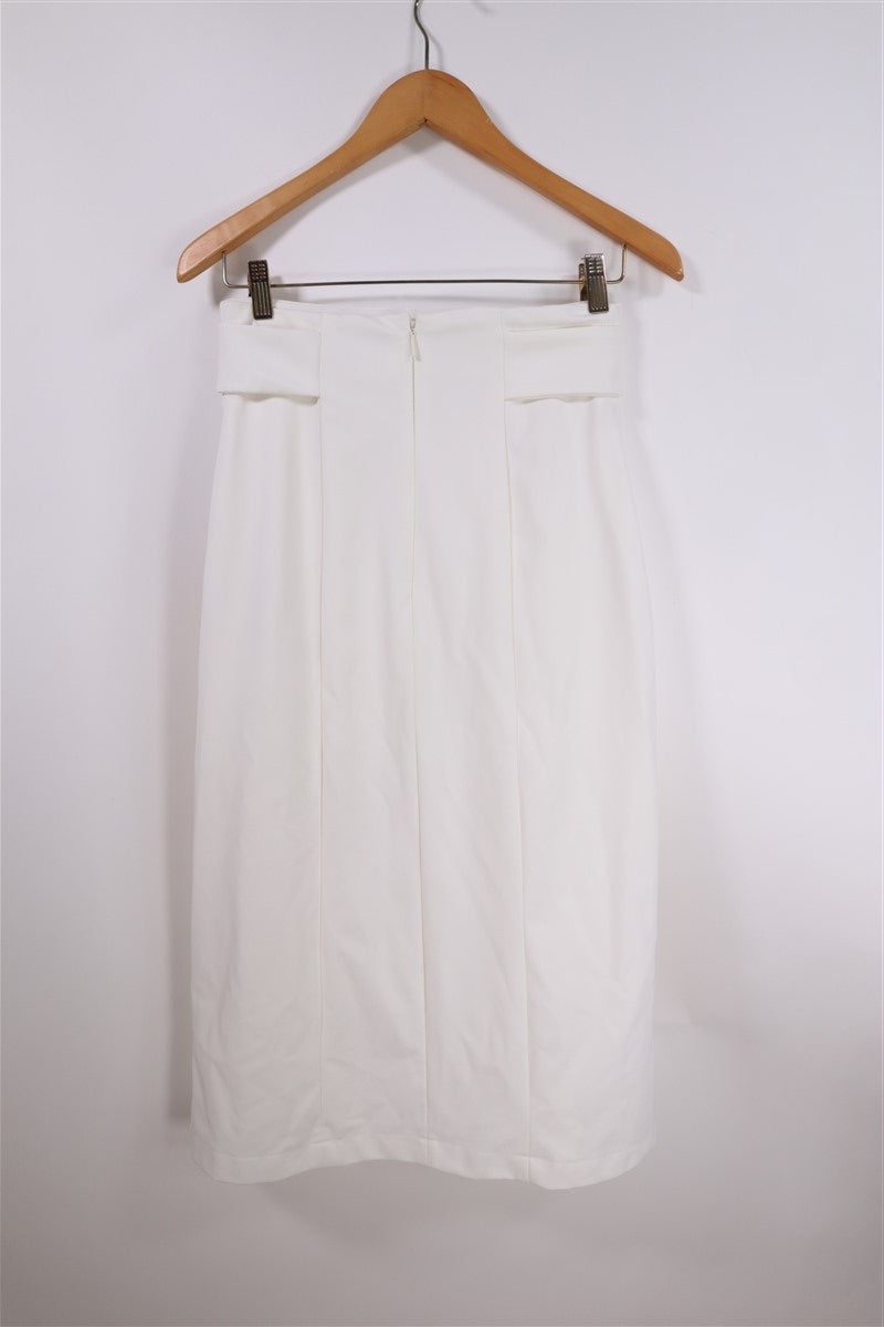 חצאית MANGO אלגנטית בלבן-XS-S, תמונה 7