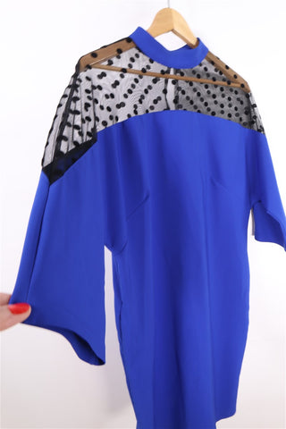 שמלה מעוצבת בכחול ושחור- L-XL