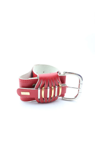 חגורת עור וינטיג PIERRE CARDIN באדום- S-M