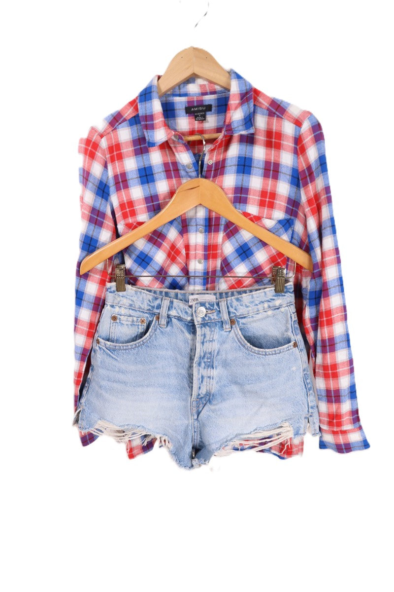 מכנסי שורט ZARA בתכלת גינס - XS-S