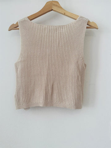 סריג וסט בשמנת-XS