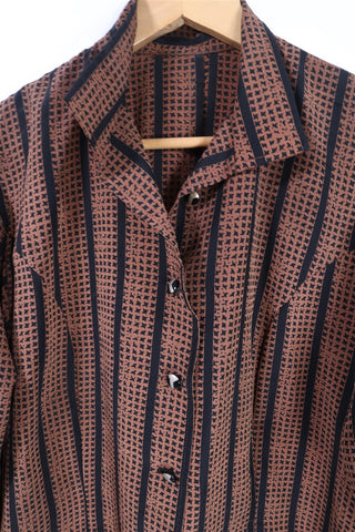 חולצת וינטיג בסגנון ויקטוריאני בחום- M-L