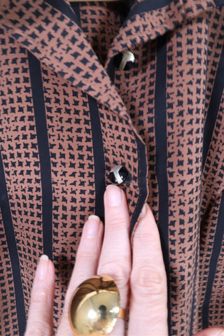 חולצת וינטיג בסגנון ויקטוריאני בחום- M-L