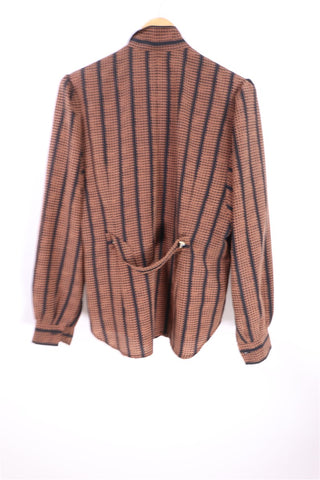 חולצת וינטיג בסגנון ויקטוריאני בחום- M-L