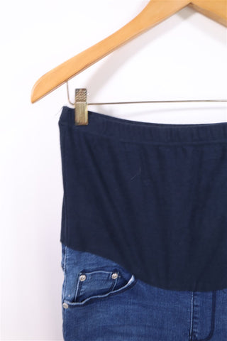 מכנסי גינס סקיני מעוצבים להריון בכחול- S-M