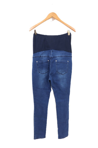 מכנסי גינס סקיני מעוצבים להריון בכחול- S-M