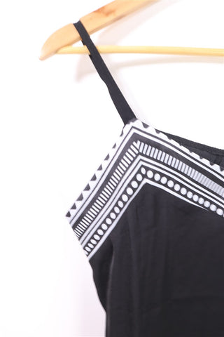 חולצת גופיה אתנית בשחור לבן - L-XL