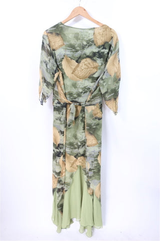 שמלת וינטיג עלים שיפון בירוק- L-XL