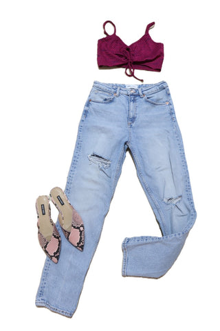 גינס ZARA בתכלת- XS-S