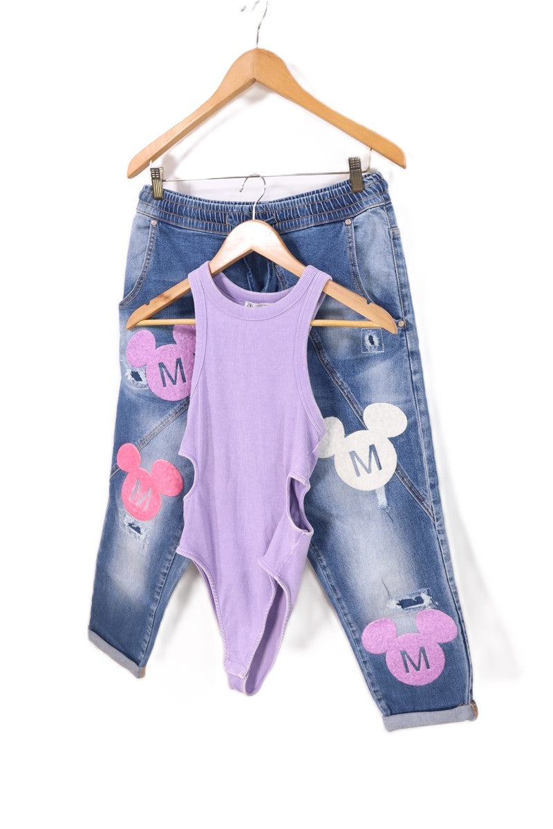 בגד גוף ZARA מעוצב וואש בלילך- XS-S