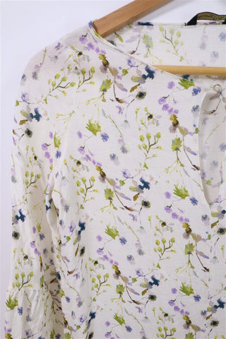חולצת שמנת  MASSIMO DUTTI בפרינט פרחוני - XS-M