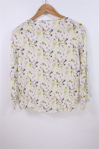 חולצת שמנת  MASSIMO DUTTI בפרינט פרחוני - XS-M