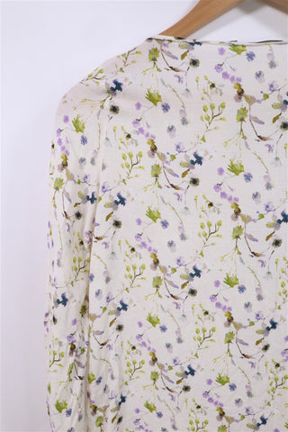 חולצת שמנת  MASSIMO DUTTI בפרינט פרחוני - XS-M
