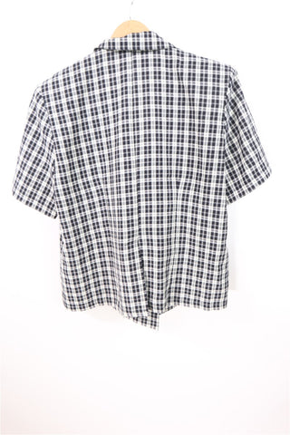 גקט וינטיג קצר משובץ שחור לבן- L-XL