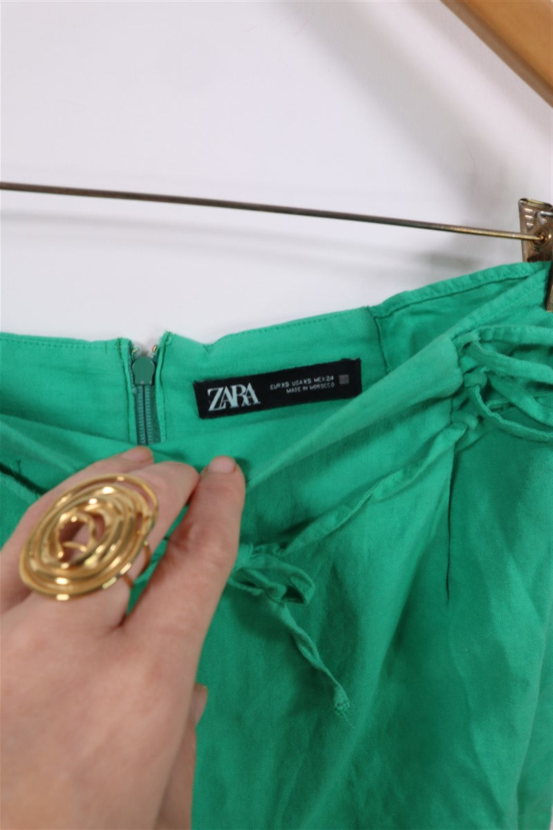 חצאית מיני ZARA בסגנון פשתן -XS, תמונה 4