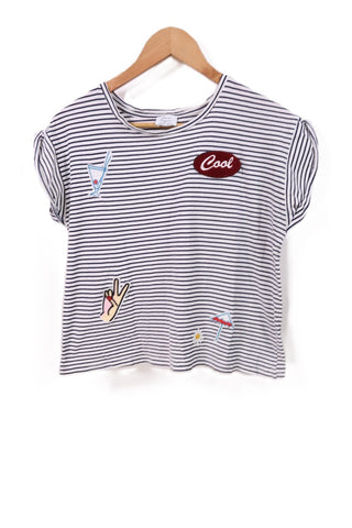 חולצת טי שרט ZARA פסים מדליקה-XS-M