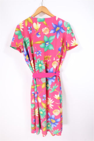 שמלת וינטיג פרחונית בורוד- L-XL