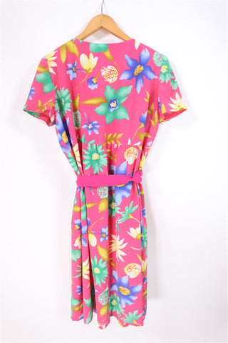 שמלת וינטיג פרחונית בורוד- L-XL