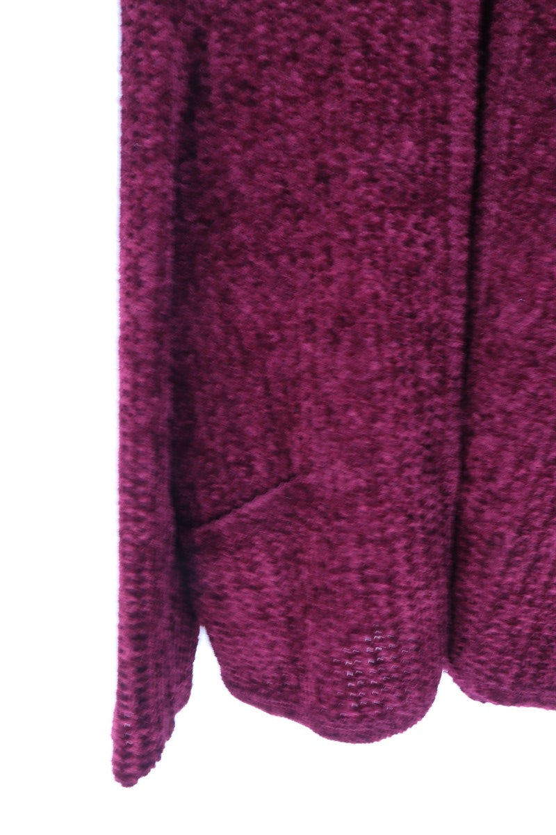 סריג קרדיגן וינטיג קטיפתי בבורדו-L-XL, תמונה 3