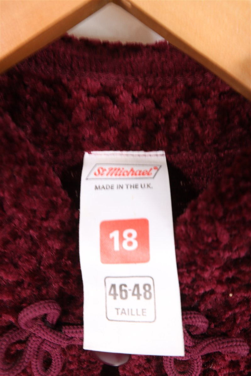 סריג קרדיגן וינטיג קטיפתי בבורדו-L-XL, תמונה 5