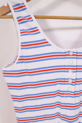 שמלת ריב קזואל פסים בלבן-L-XL