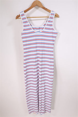 שמלת ריב קזואל פסים בלבן-L-XL