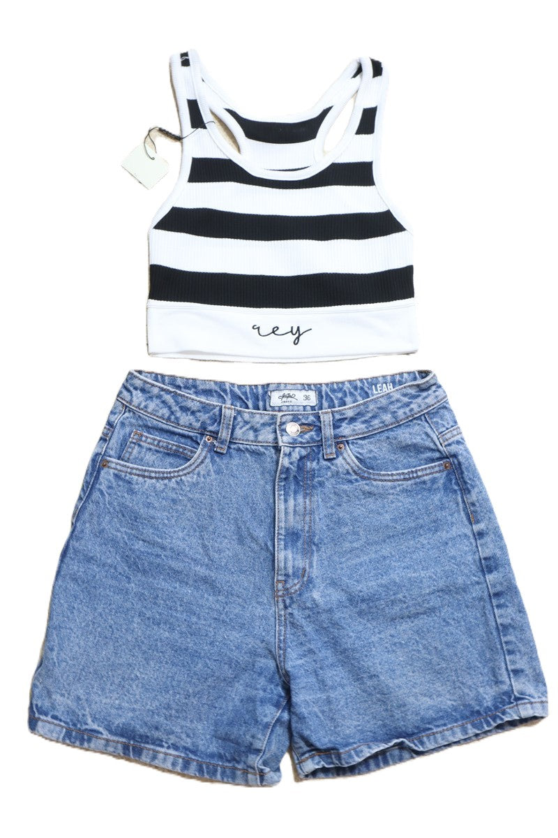 מכנסי ג'ינס ברמודה ZARA בכחול - XS