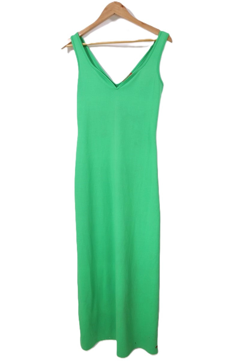 שמלת סטרצית ארוכה בירוק עז-S-M