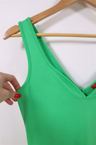 שמלת סטרצית ארוכה בירוק עז-S-M