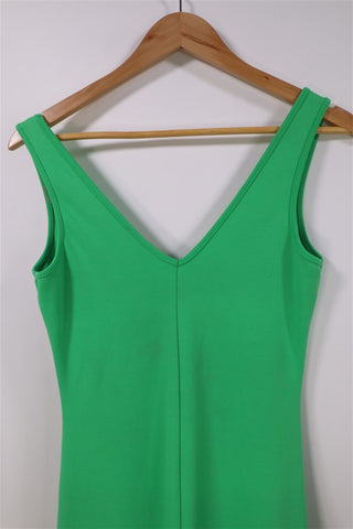 שמלת סטרצית ארוכה בירוק עז-S-M