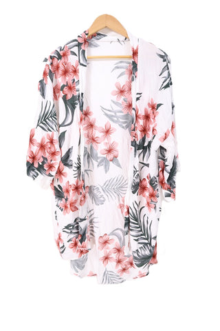 עליונית קימונו פרחונית בשמנת- OS