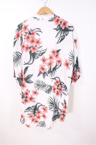 עליונית קימונו פרחונית בשמנת- OS