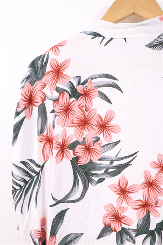 עליונית קימונו פרחונית בשמנת- OS