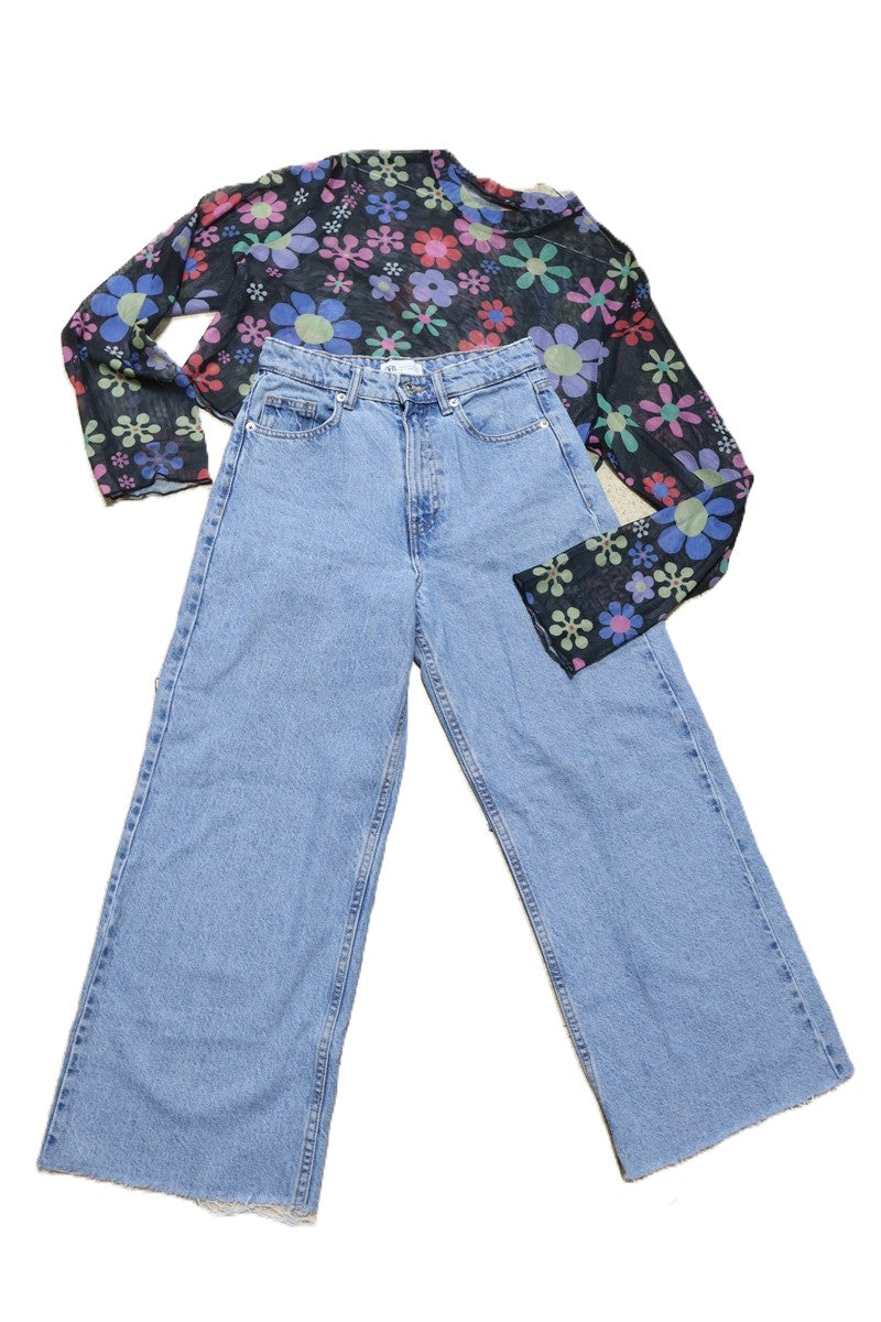 גינס 7/8 ZARA מתרחב בכחול - XS