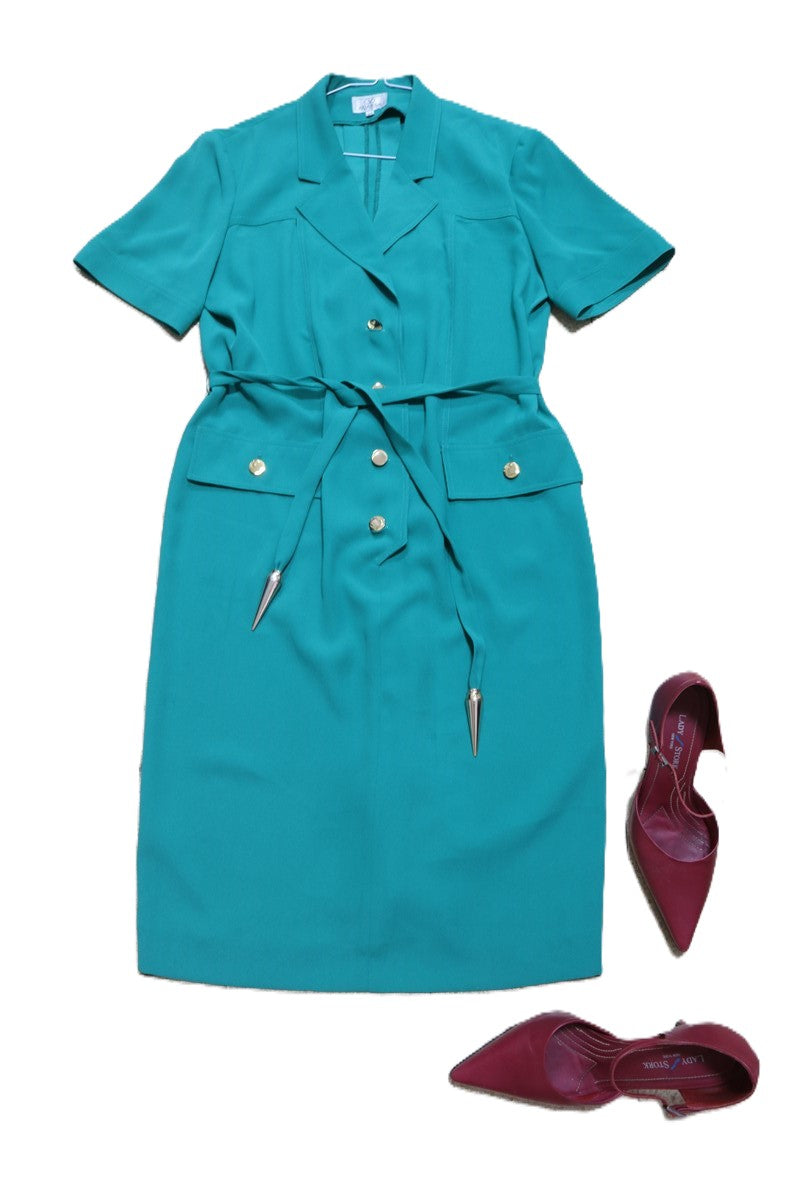 שמלת וינטיג אלגנטית בירוק עז- L