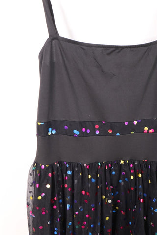 שמלת מעוצבת בשילוב רשת מנוקדת - XL