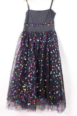 שמלת מעוצבת בשילוב רשת מנוקדת - XL