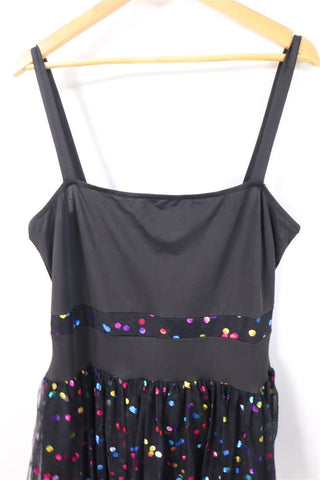 שמלת מעוצבת בשילוב רשת מנוקדת - XL