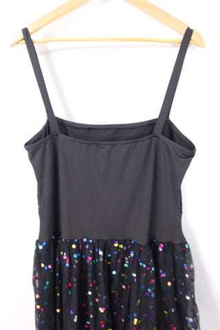 שמלת מעוצבת בשילוב רשת מנוקדת - XL