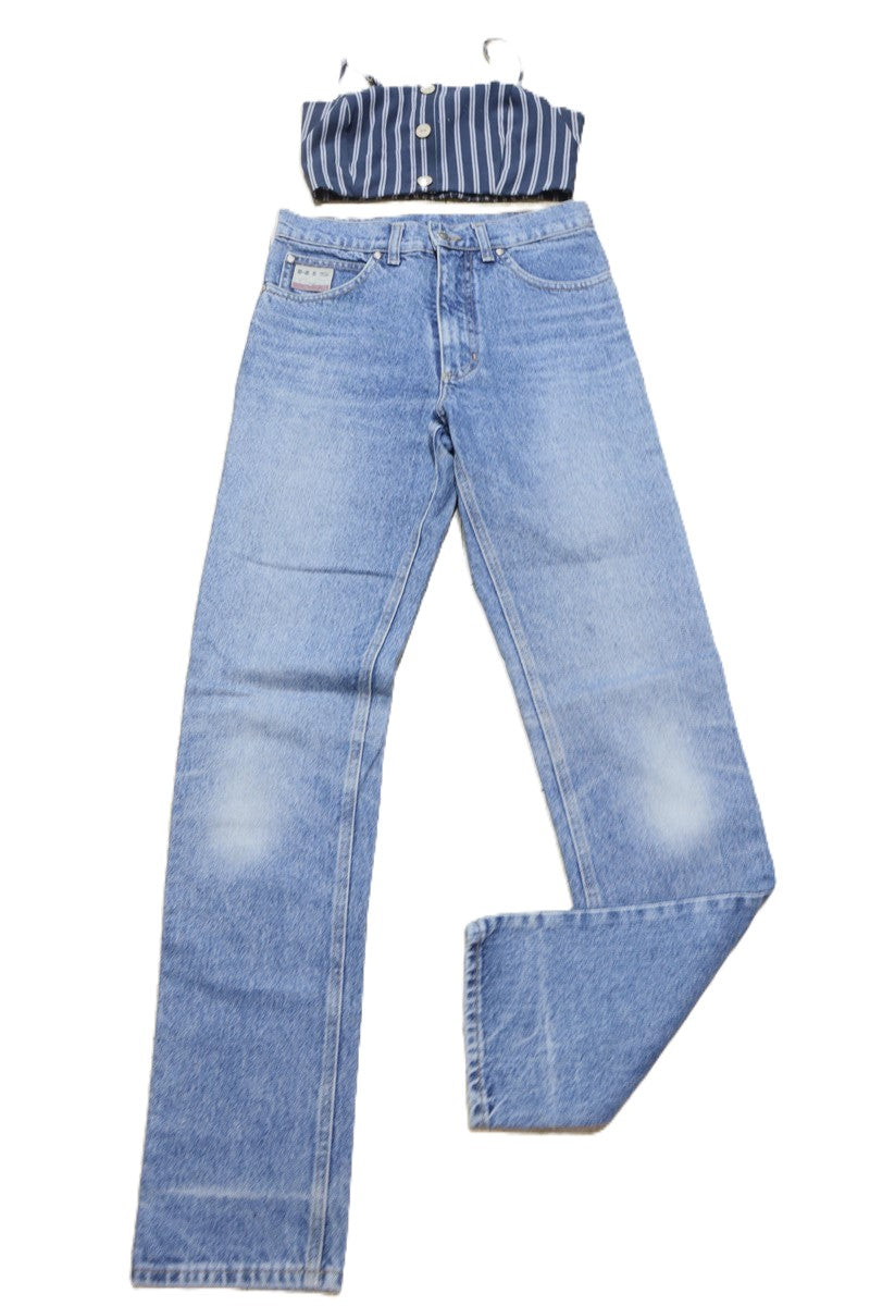 גינס וינטיג ישר בכחול- XS-S