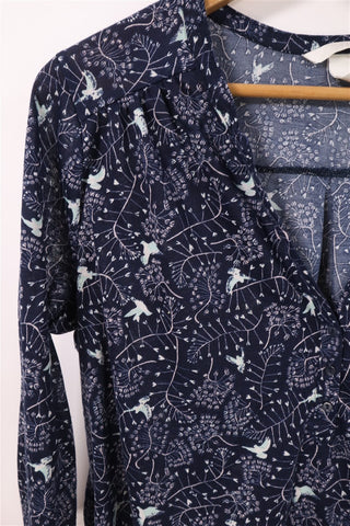 חולצת בייסיק ציפורים בכחול-M-L