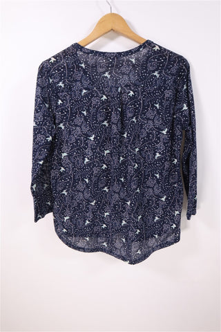 חולצת בייסיק ציפורים בכחול-M-L