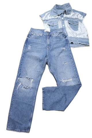 גינס קרעים CALVIN KLEIN בכחול- M