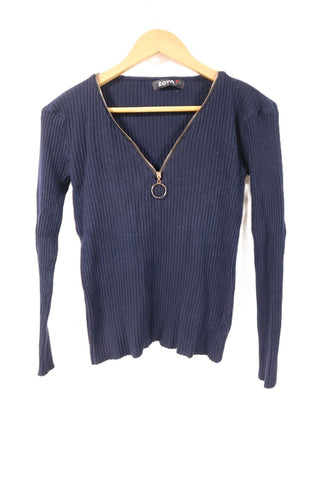 סריג וי כחול- S-M