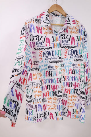 חולצה מכופתרת מקושקשת בלבן- L-XL