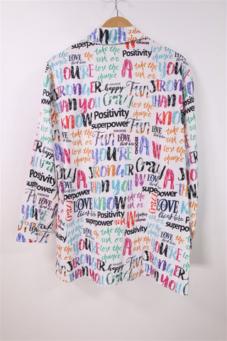 חולצה מכופתרת מקושקשת בלבן- L-XL