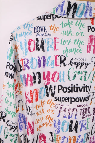 חולצה מכופתרת מקושקשת בלבן- L-XL