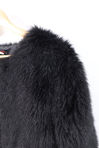 מעיל פרווה סינטטית קצר בשחור- XS-S